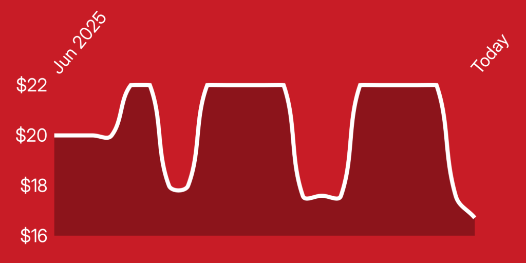 A red and white line drawing