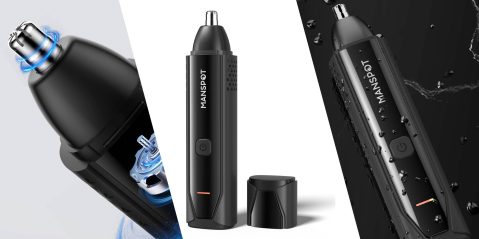 A black device with a round cap