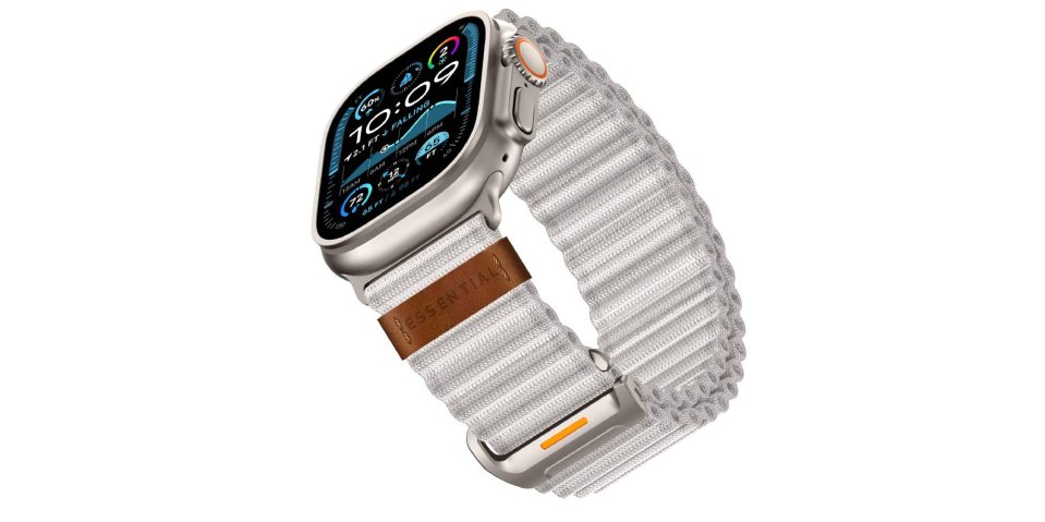 A smart watch with a white band