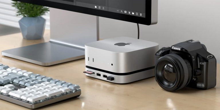 A computer on a desk