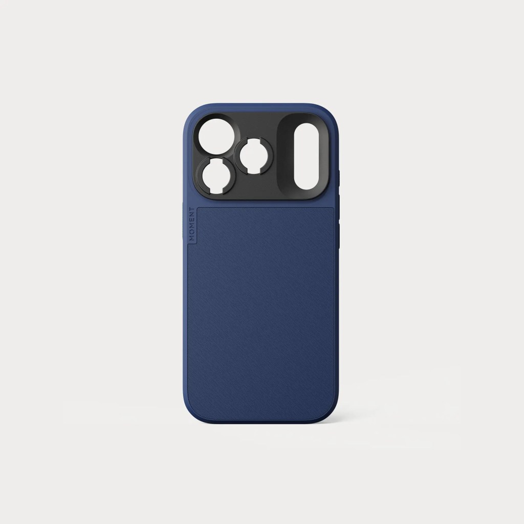 A blue cell phone case with three circles