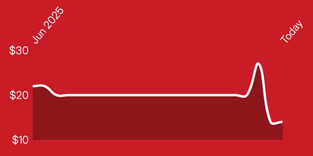 A red and white rectangular object