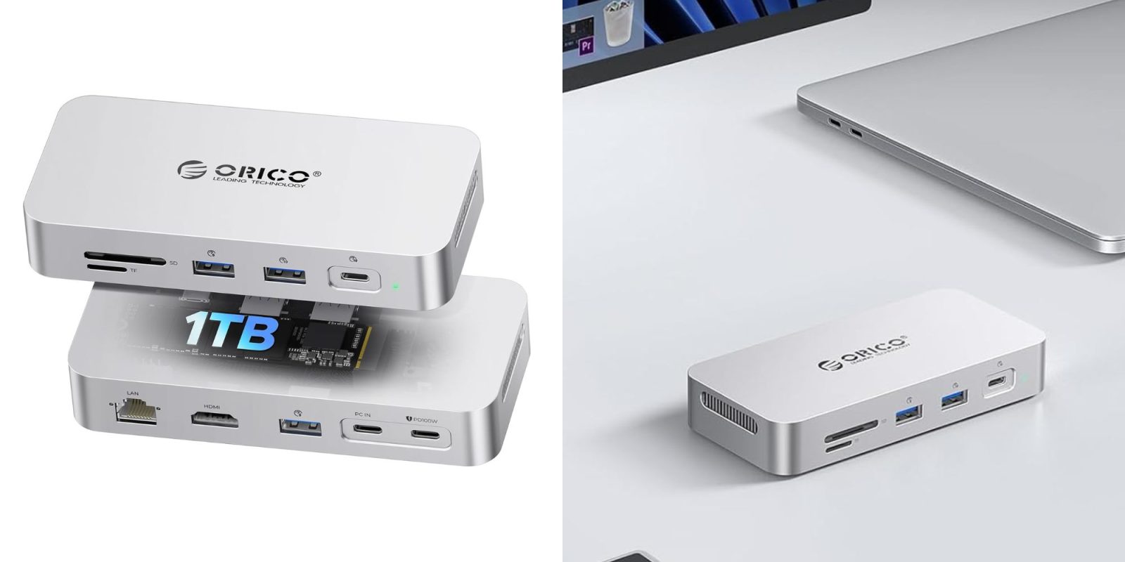 Image showing renders of ORICO's External SSD hub.