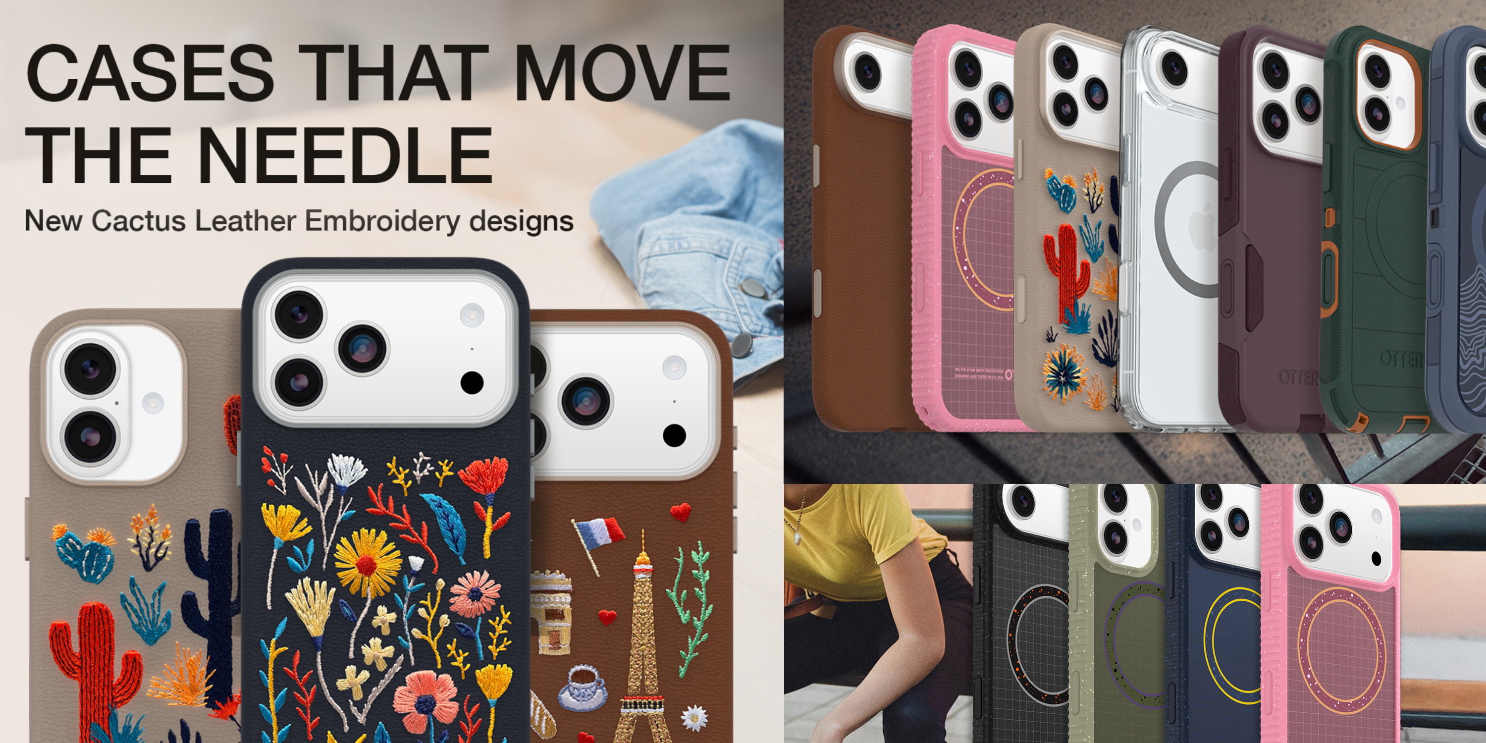 OtterBox's new iPhone 17 cases debut with embroidered cactus leather and  speckled stone powder finishes