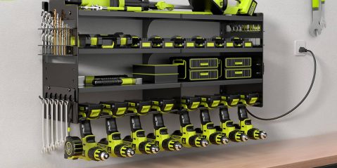 A shelf with many tools on it