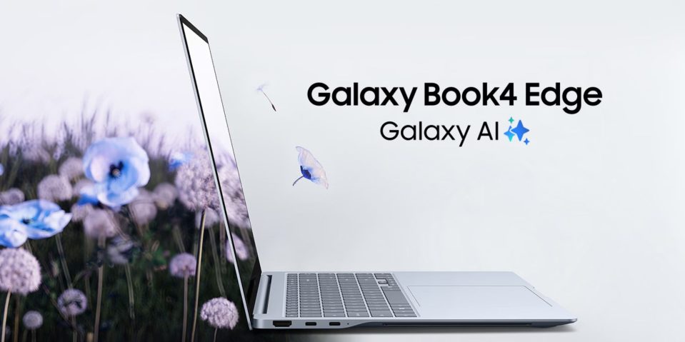 Image showing a render of Samsung's Galaxy Book4 Edge Copilot+ PC.
