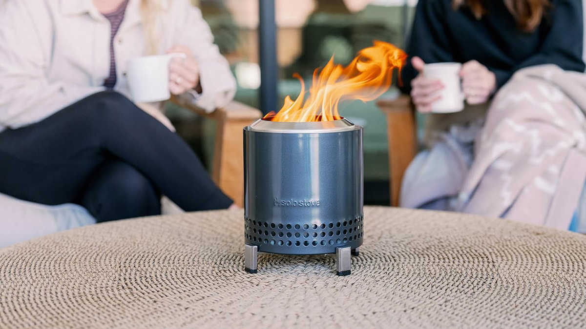 A fire in a fire pit