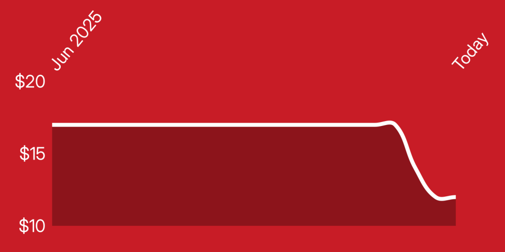 A red rectangular object with white lines