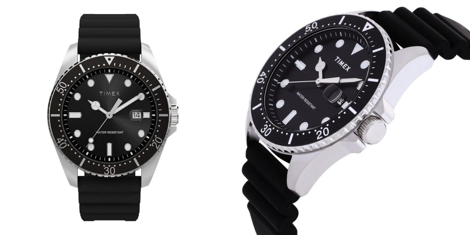 Image showing renders of Timex 42mm dress watch in black.