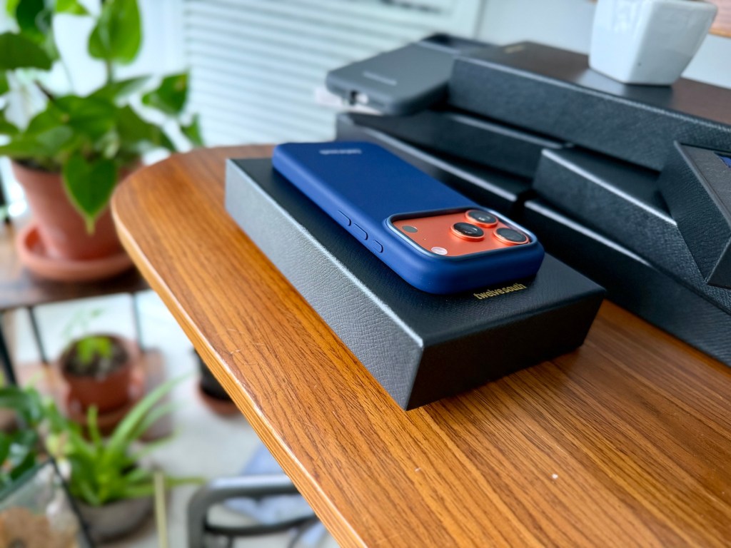 A cell phone on a box