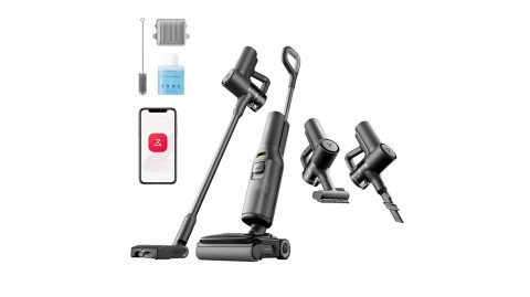 A group of vacuums and a phone