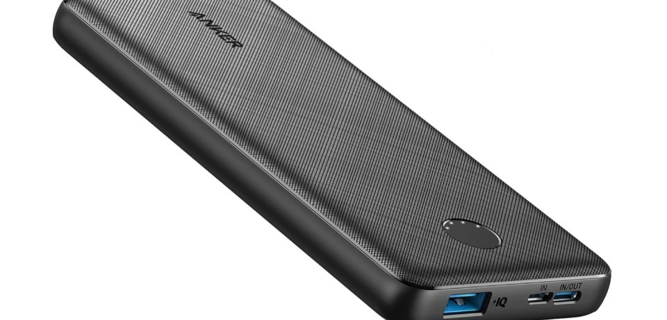 A black rectangular device with a blue usb port