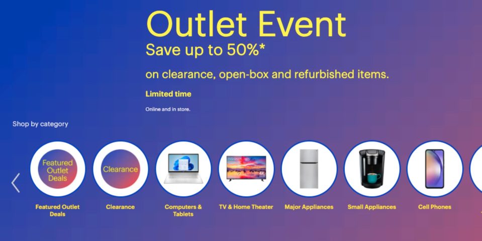 A advertisement for a outlet event