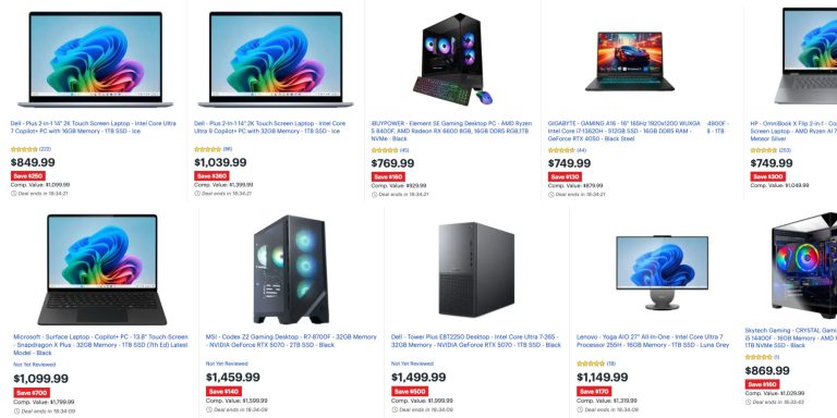Image showing listings from Best Buy's deals of the day sale.