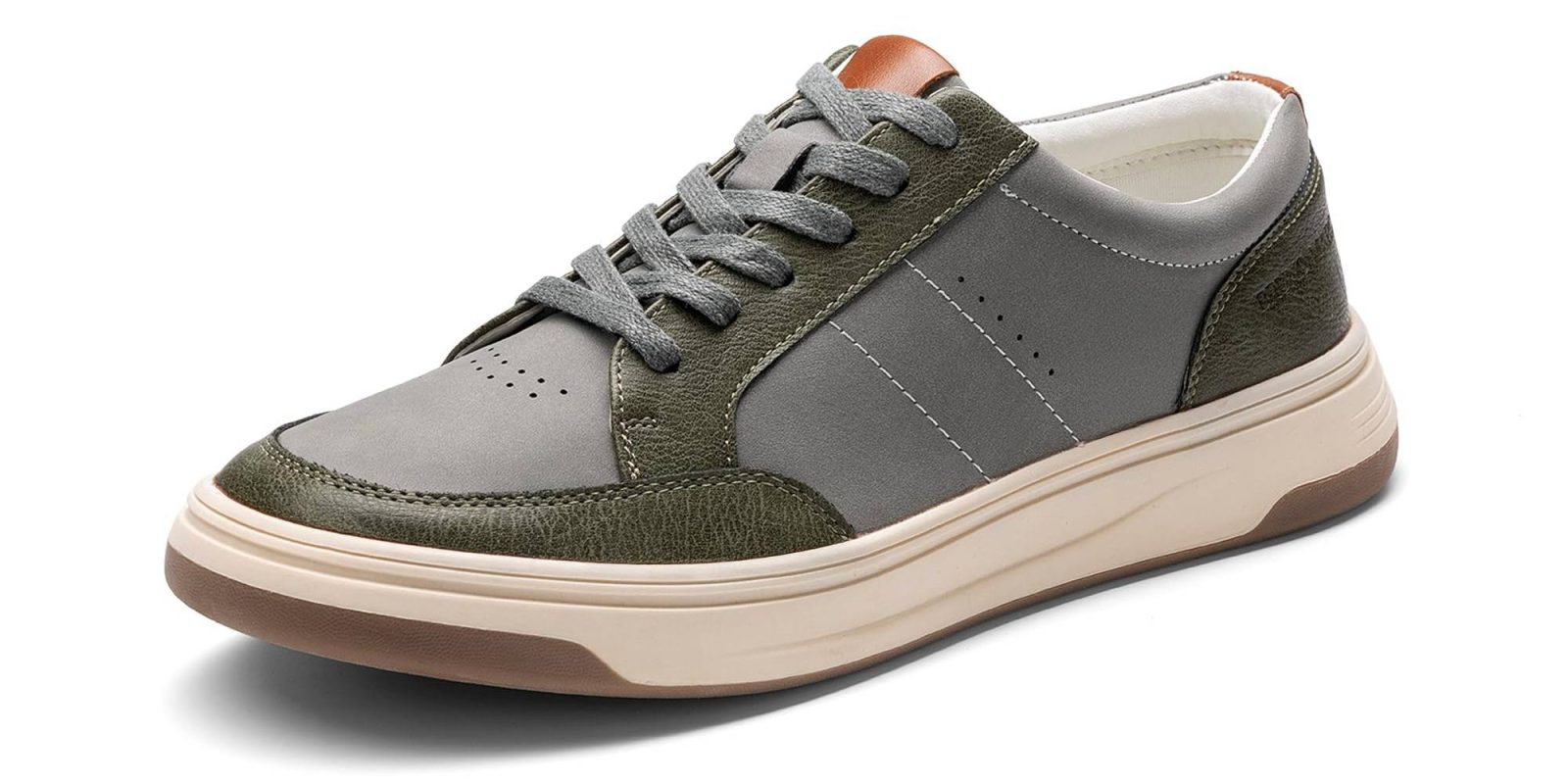 A grey and white shoe