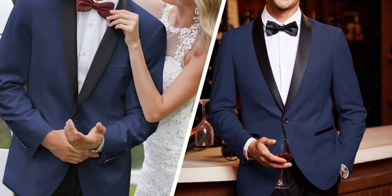 A collage of a man and a woman in a suit