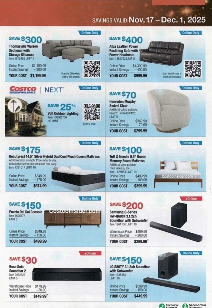 A flyer with a price tag and images of furniture