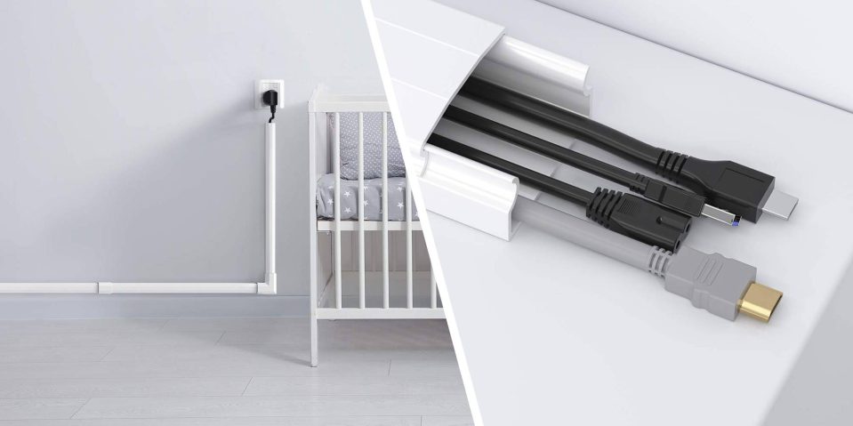 A close up of a baby's electrical cord