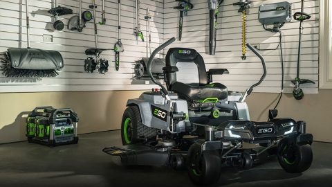 A lawn mower in a store