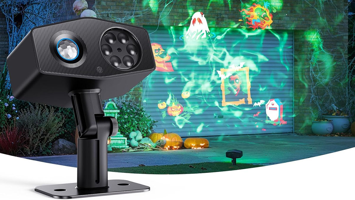 A black machine with blue lights