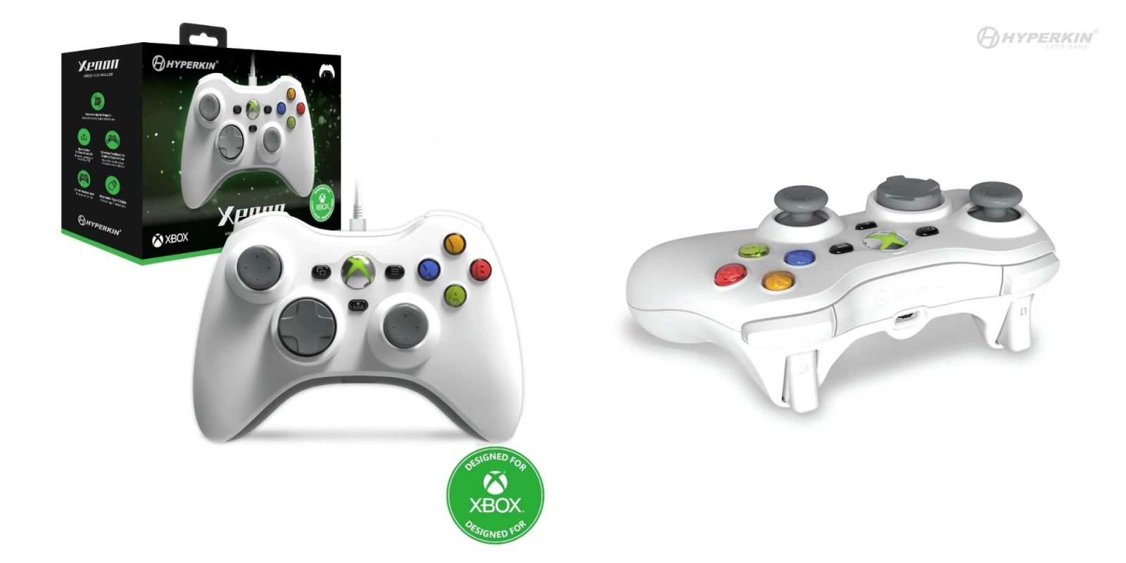 Image showing renders of Hyperkin's Xenon controller in white.