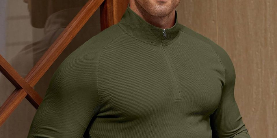 A man in a green shirt