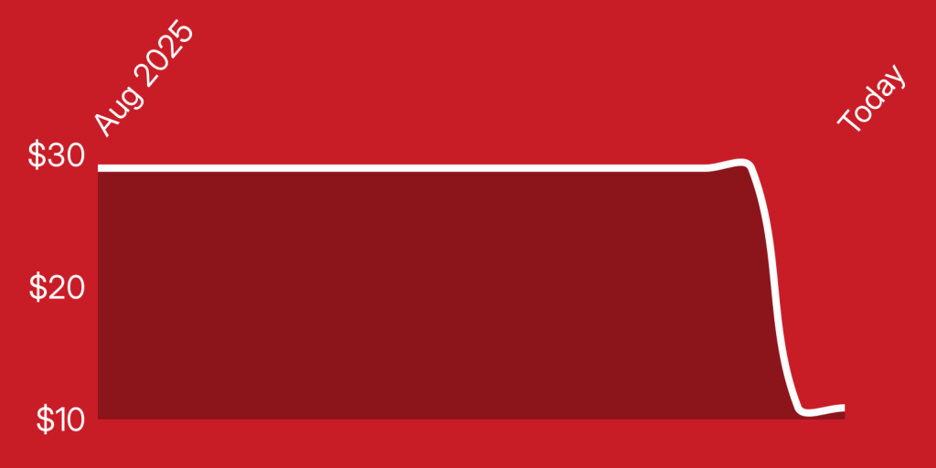 A red rectangular object with white lines