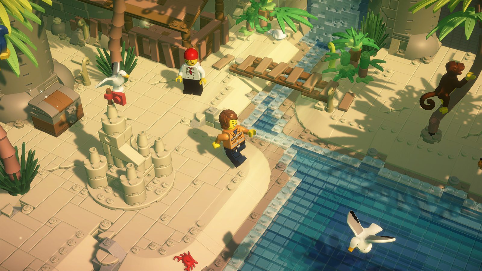 A video game of a lego beach
