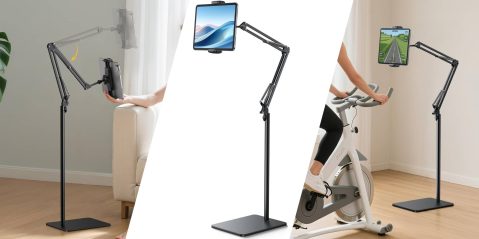 A collage of a woman working on a computer