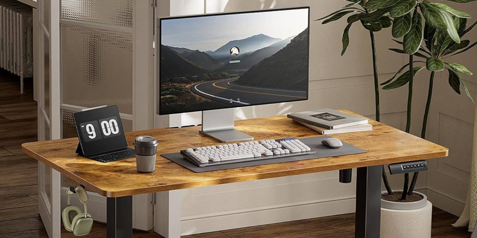 A computer on a desk