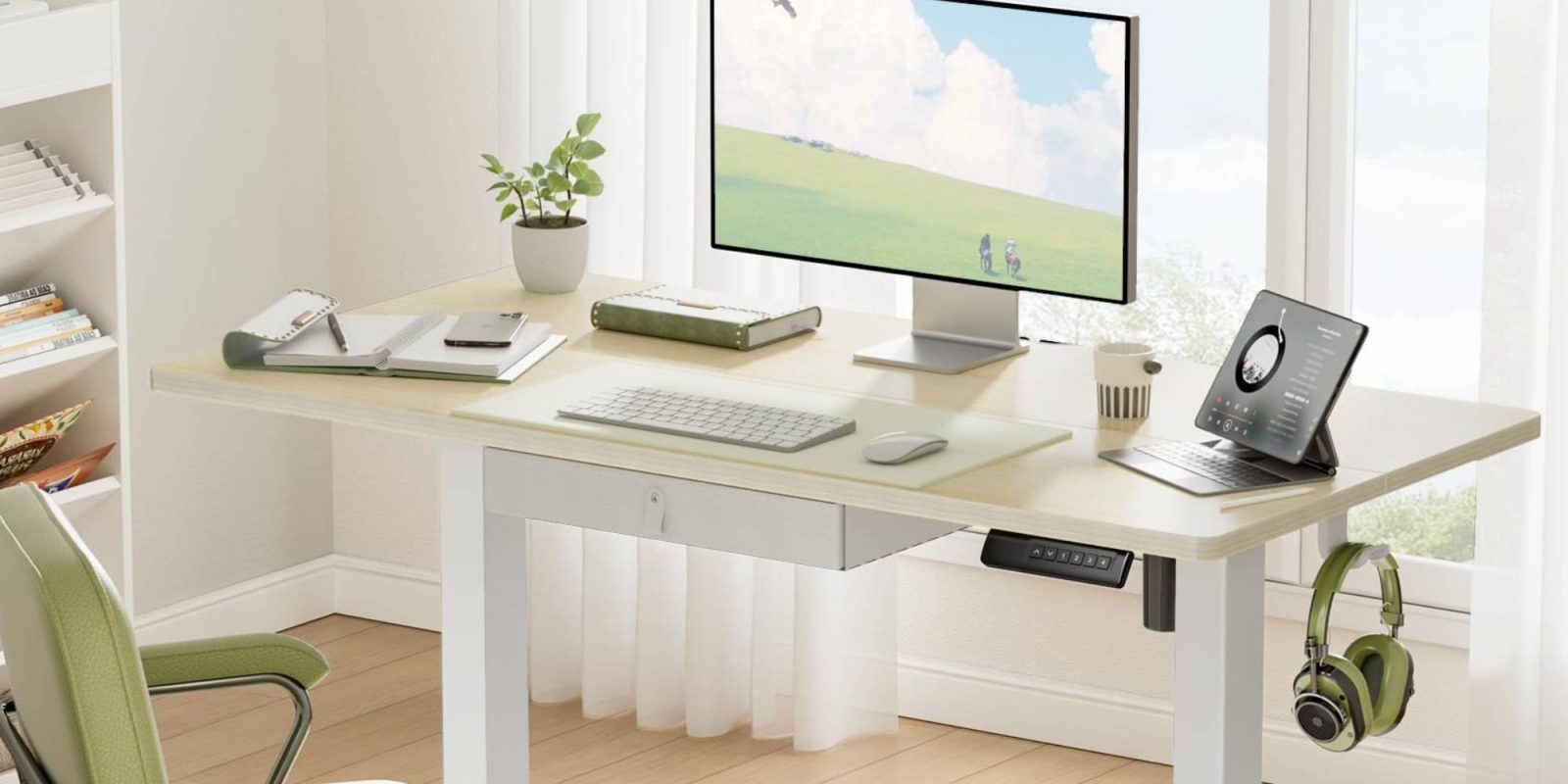 A computer on a desk