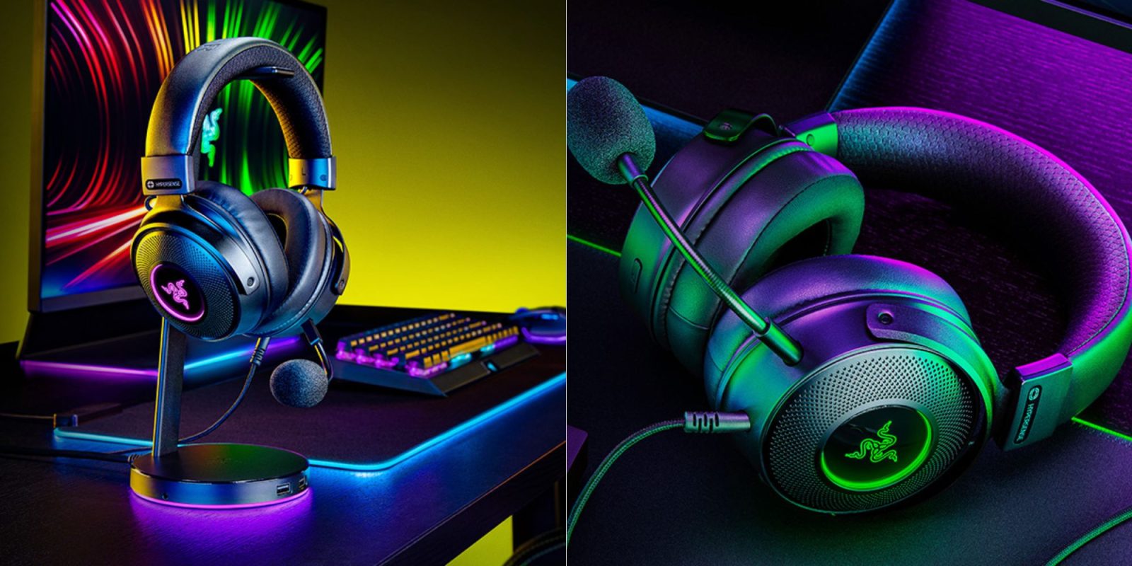 Image showing renders of Razer's Kraken V3 HyperSense wireless headset.