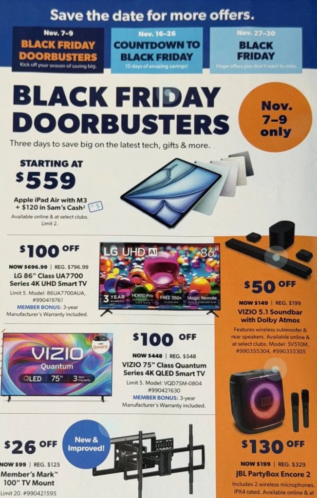 Sam’s Club Black Friday doorbuster ad