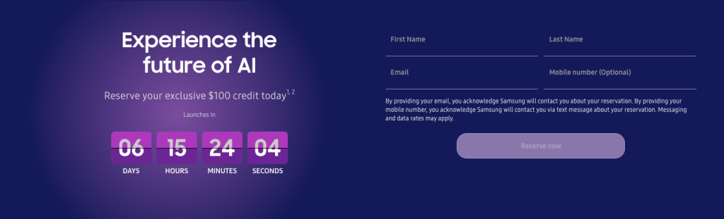 Samsung Android XR headset launch reserve credit