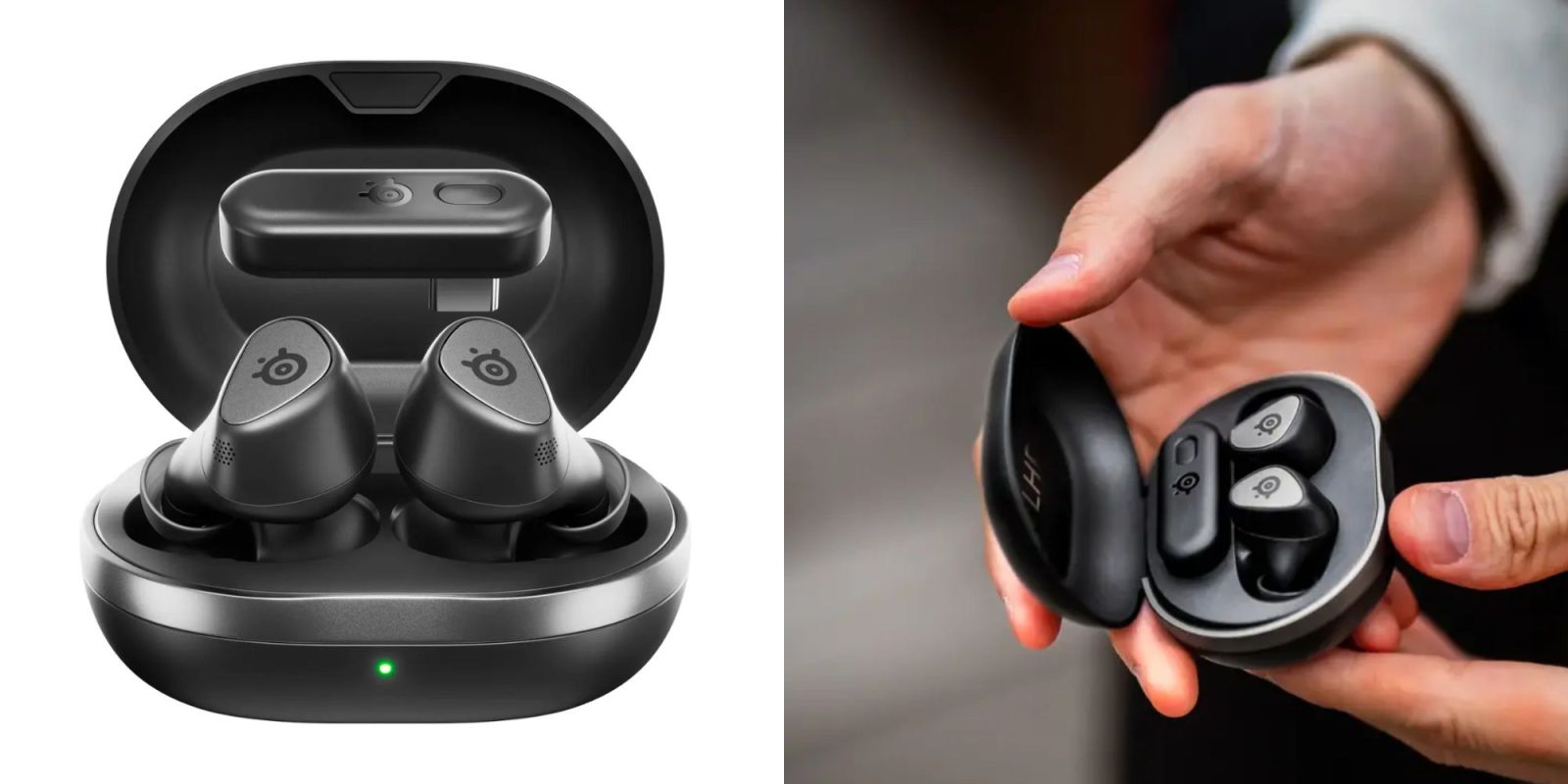 Image showing renders of SteelSeries Arctis GameBuds earbuds.