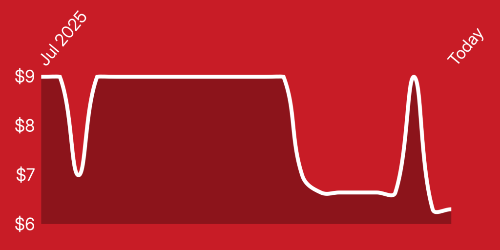 A red and white line drawing