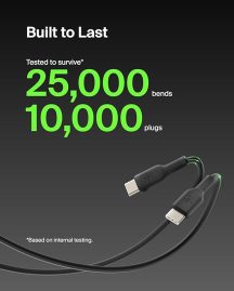 A black cable with green text