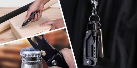 A collage of a person holding a key chain