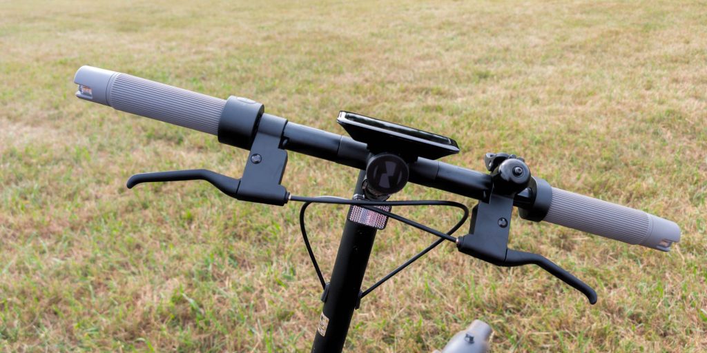 A handlebars of a bicycle