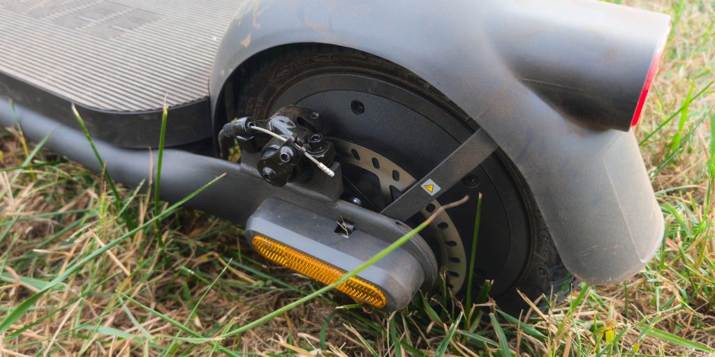 A wheel of a scooter