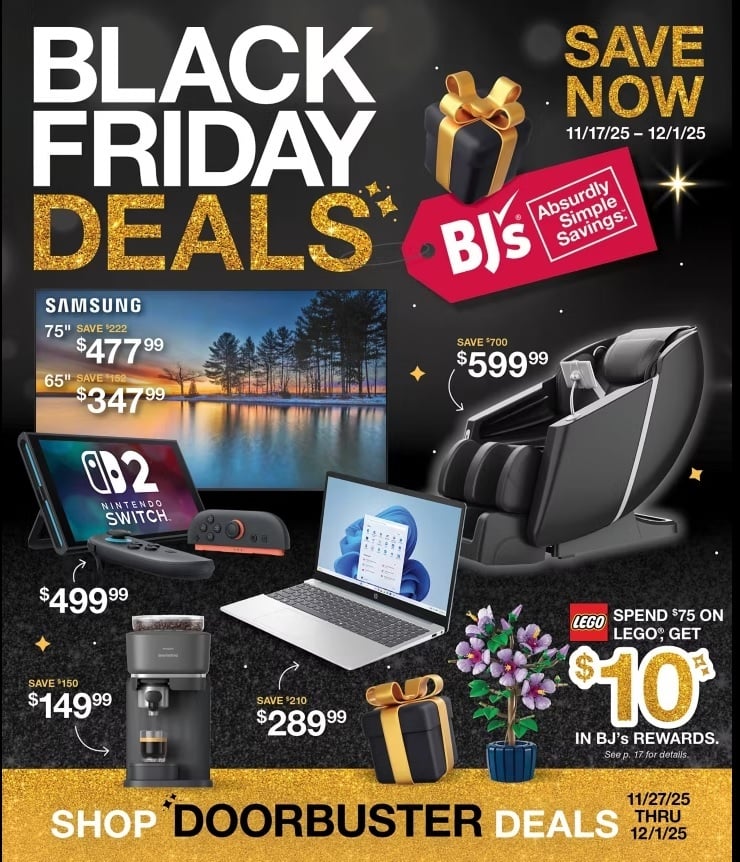 A black friday ad with price tags