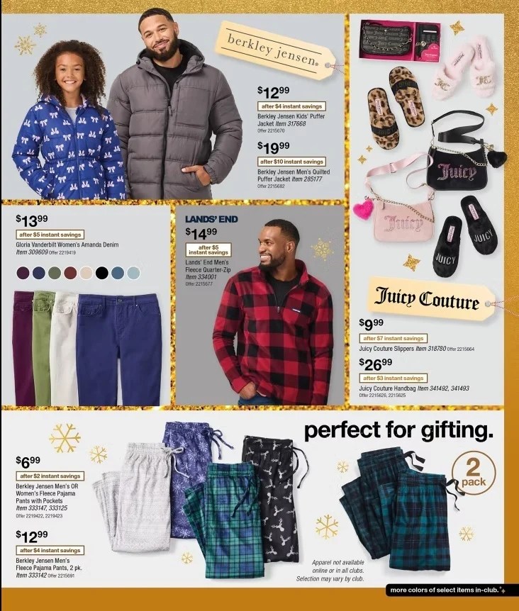 A page of a advertisement for a clothing store