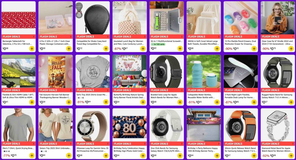 A screenshot of a flash deals