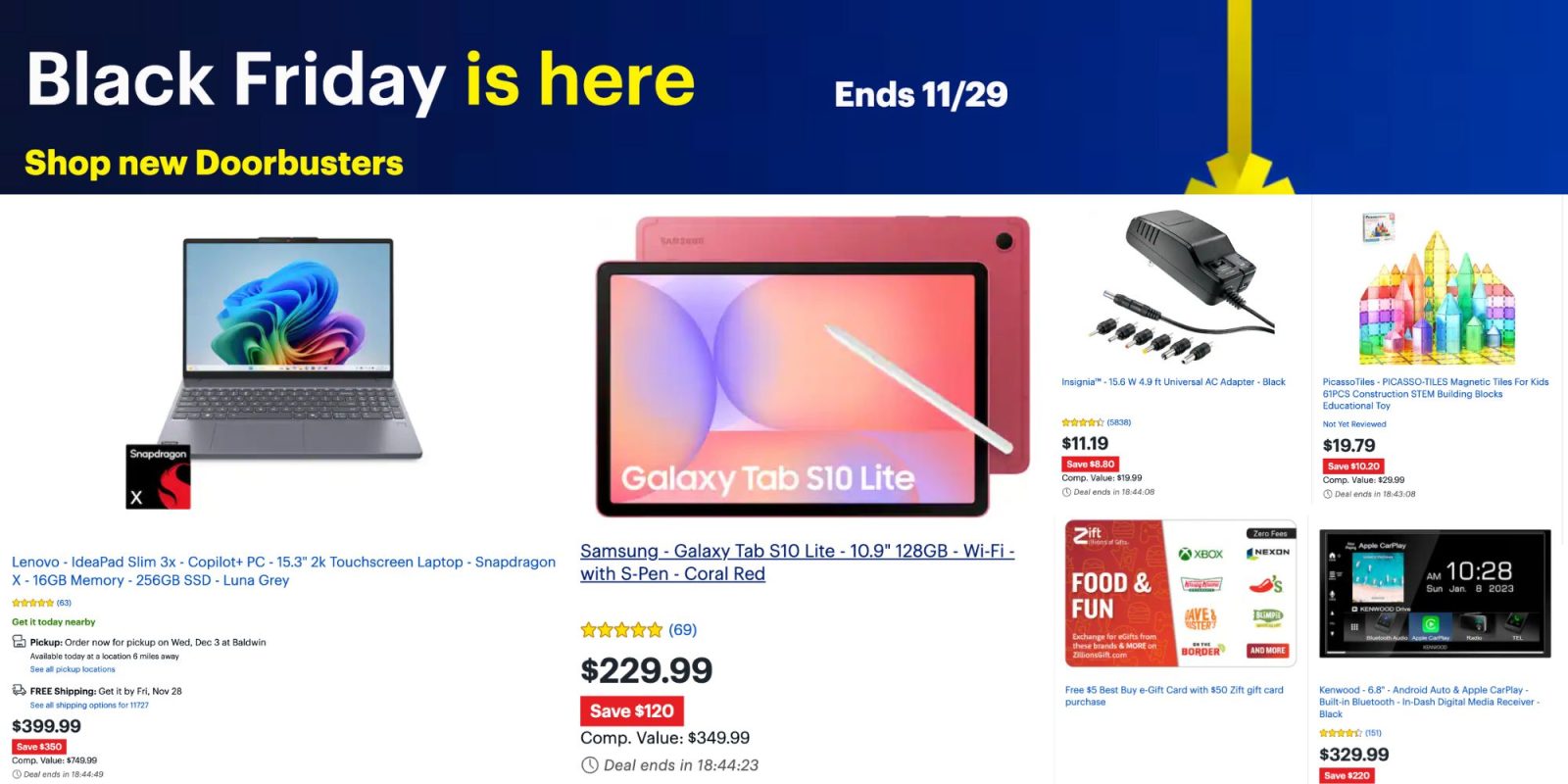 Image showing listings from Best Buy's Deals of the Day offers.