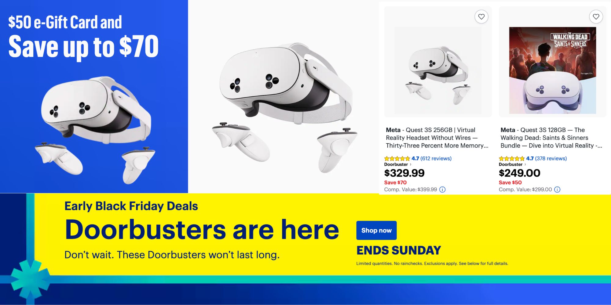 Best Buy Black Friday Doorbuster drops Meta's Quest 3S headset to