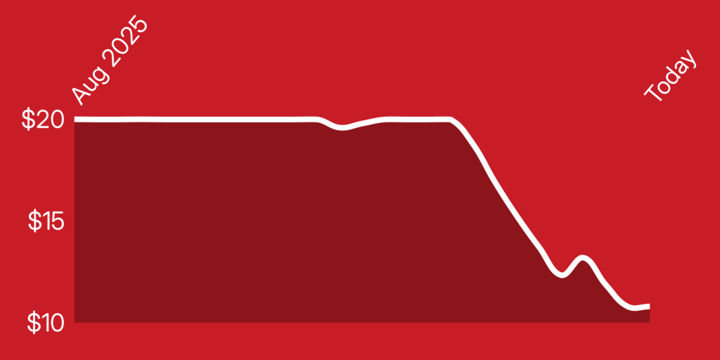 A red and white line drawing