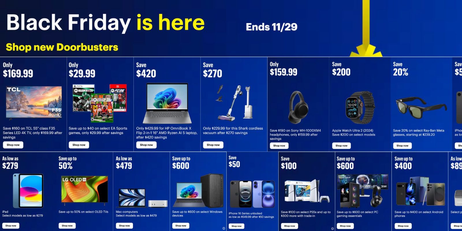 Image showing listings from BB Black Friday 2025.