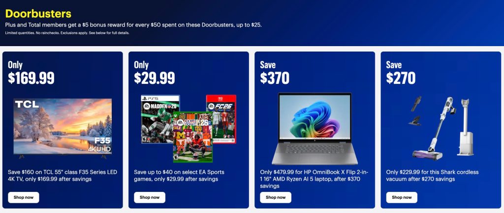 A screenshot of a blue and white advertisement