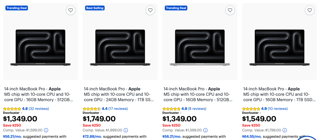 Screenshots of a laptop with a price tag
