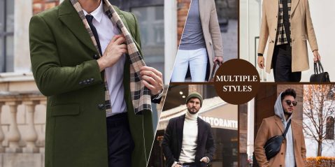 A collage of a man wearing a coat